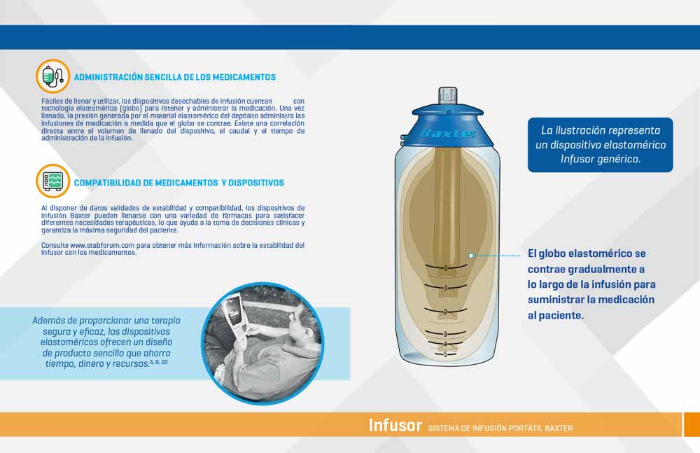 sistema de infusión con bomba elastomérica de Baxter | IGEA los mejores equipos y consumibles médicos en Mexico